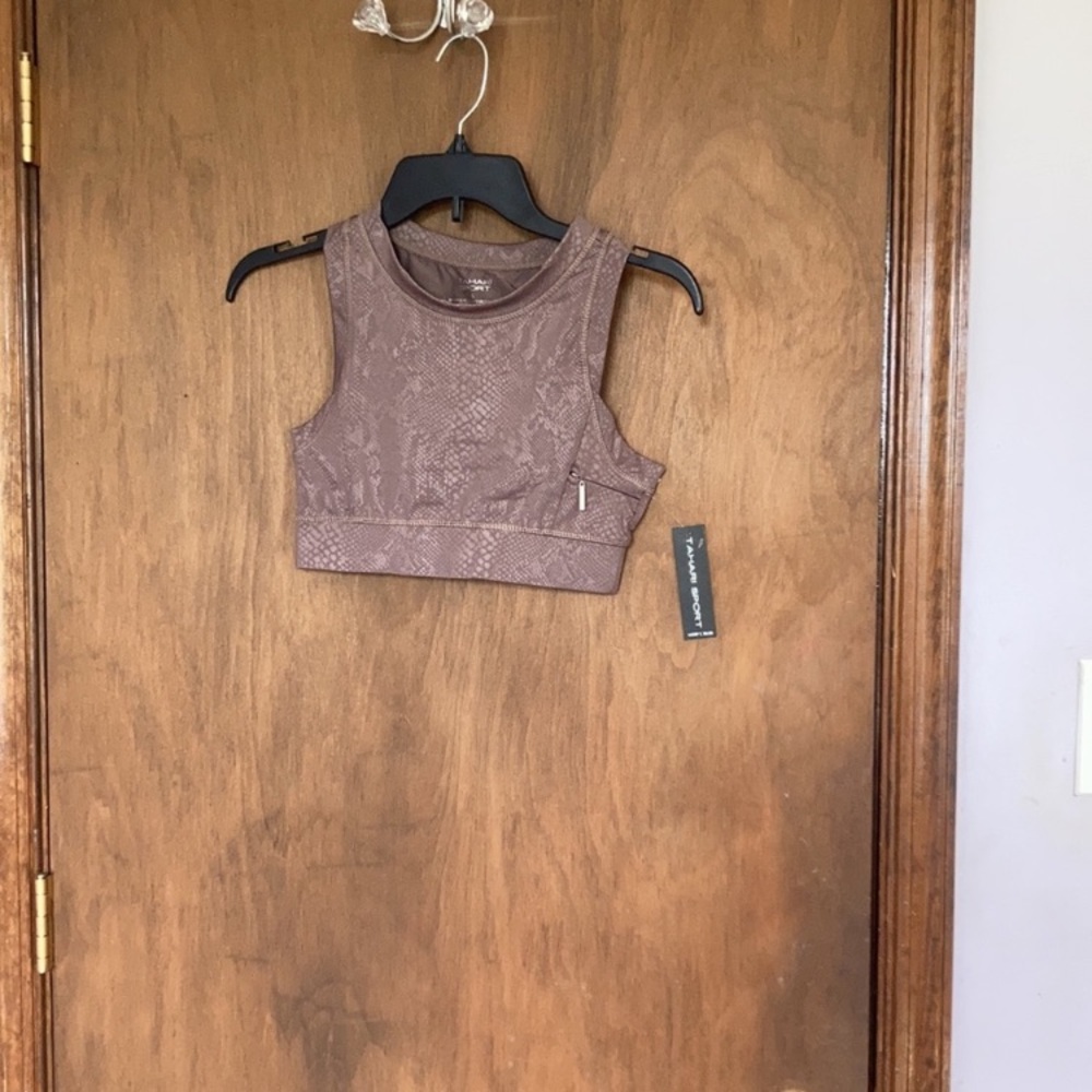 Tahari Sport sports bra tan snakeskin print animal print sports bra size L - Picture 12 of 15